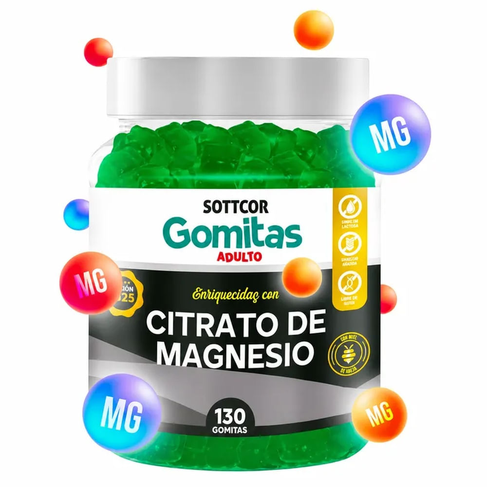 Sottcor Gomitas Citrato de Magnesio 130 Gomitas Suplemento Alimenticio
