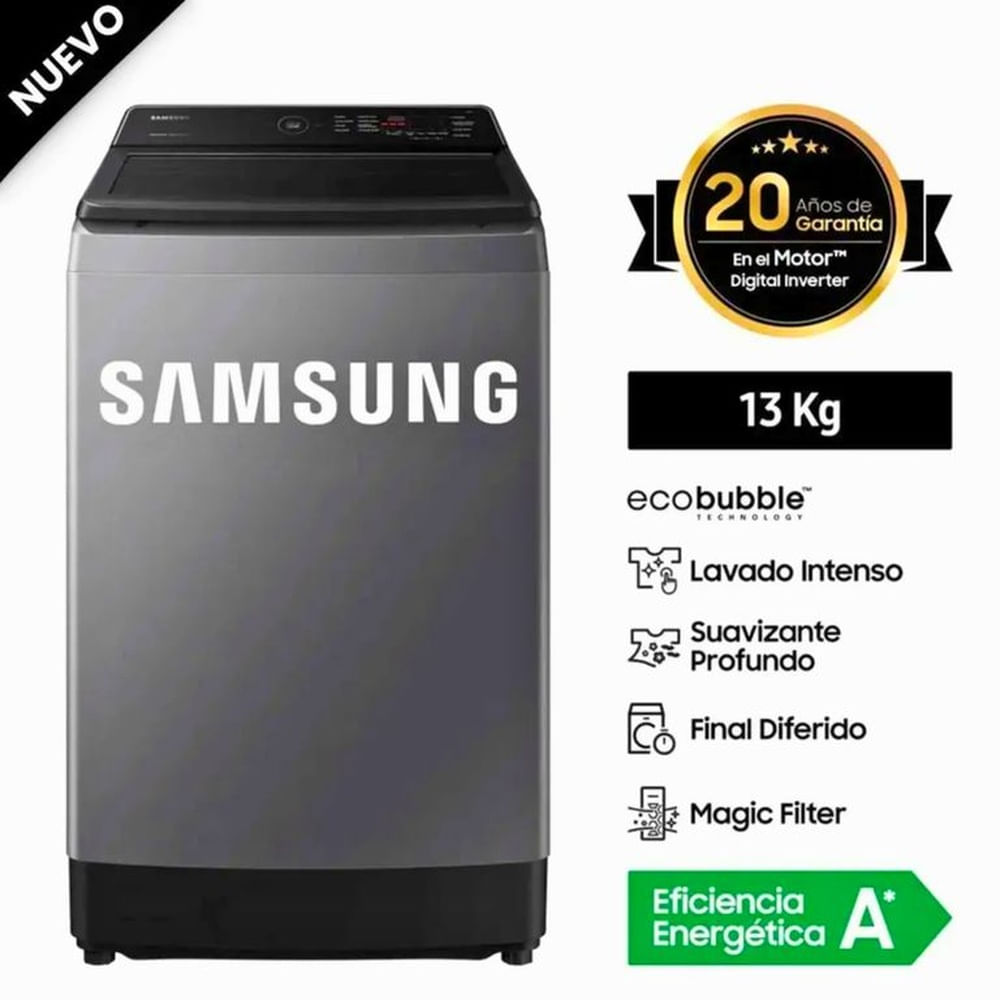 Lavadora Samsung Ecobubble 13KG WA13CG5441BDPE Gris