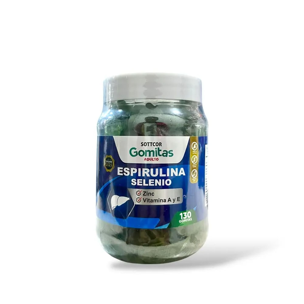 Sottcor Gomitas de Espirulina con Selenio 130 Gomitas Suplemento Alimenticio