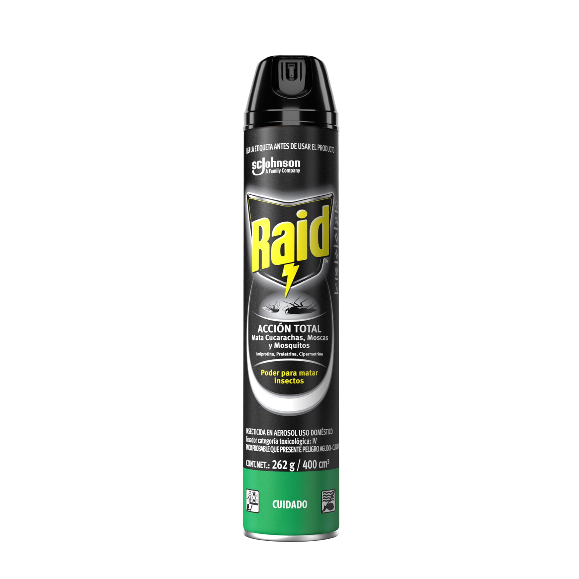 Insecticida en Aerosol RAID Acción Total Frasco 400ml