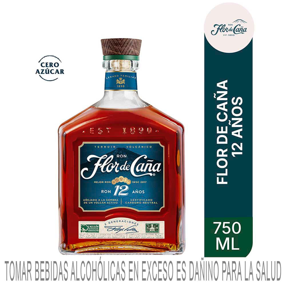 Ron FLOR DE CAÑA Centenario 12 Años Botella 750ml