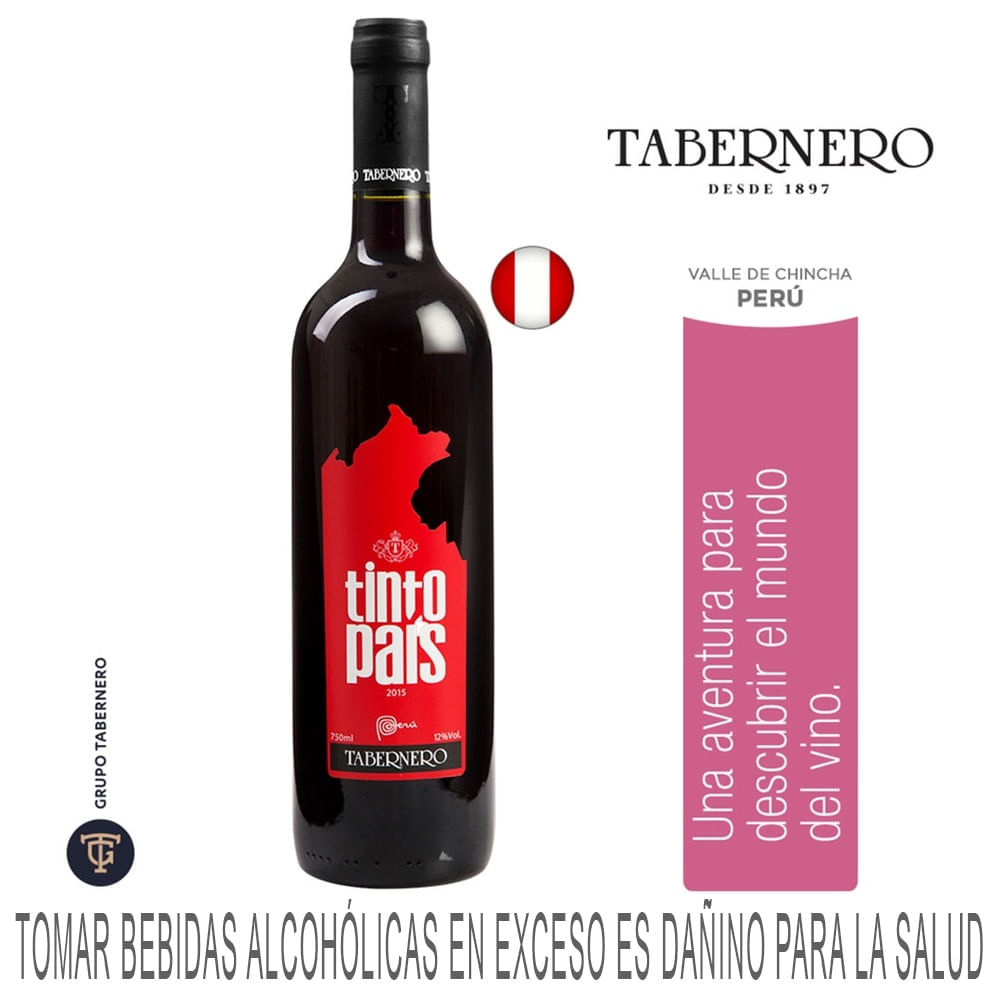 Vino Tinto TABERNERO Tinto País Malbec Botella 750ml