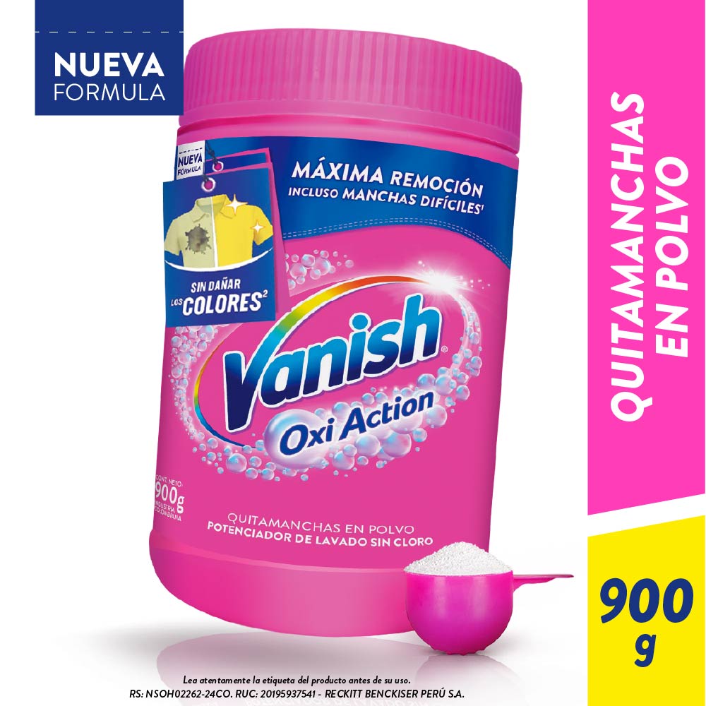 Quitamanchas en Polvo VANISH Ropa Color Pote 900g