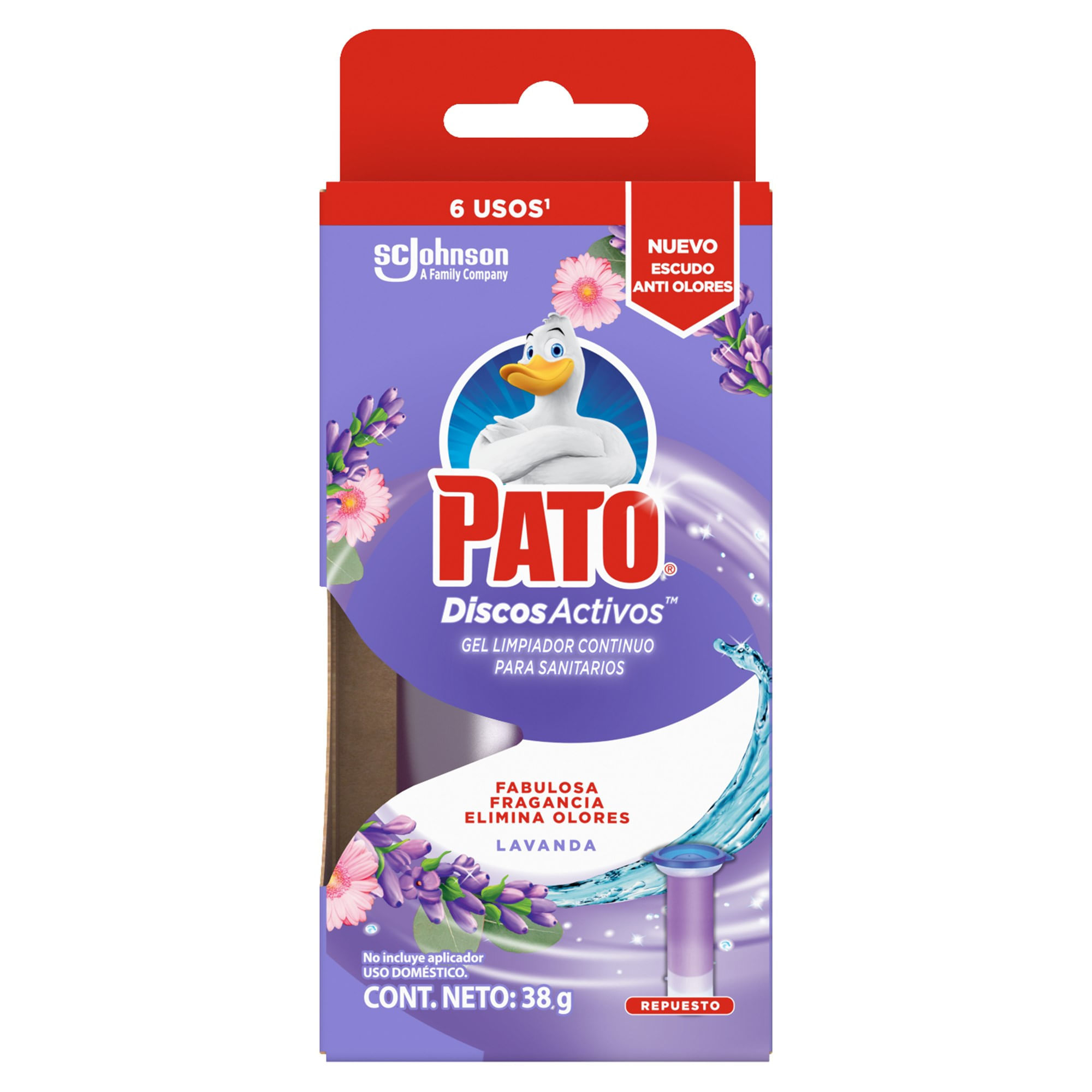Desinfectante de Baño PATO Discos Activos Lavanda Repuesto Caja 1un
