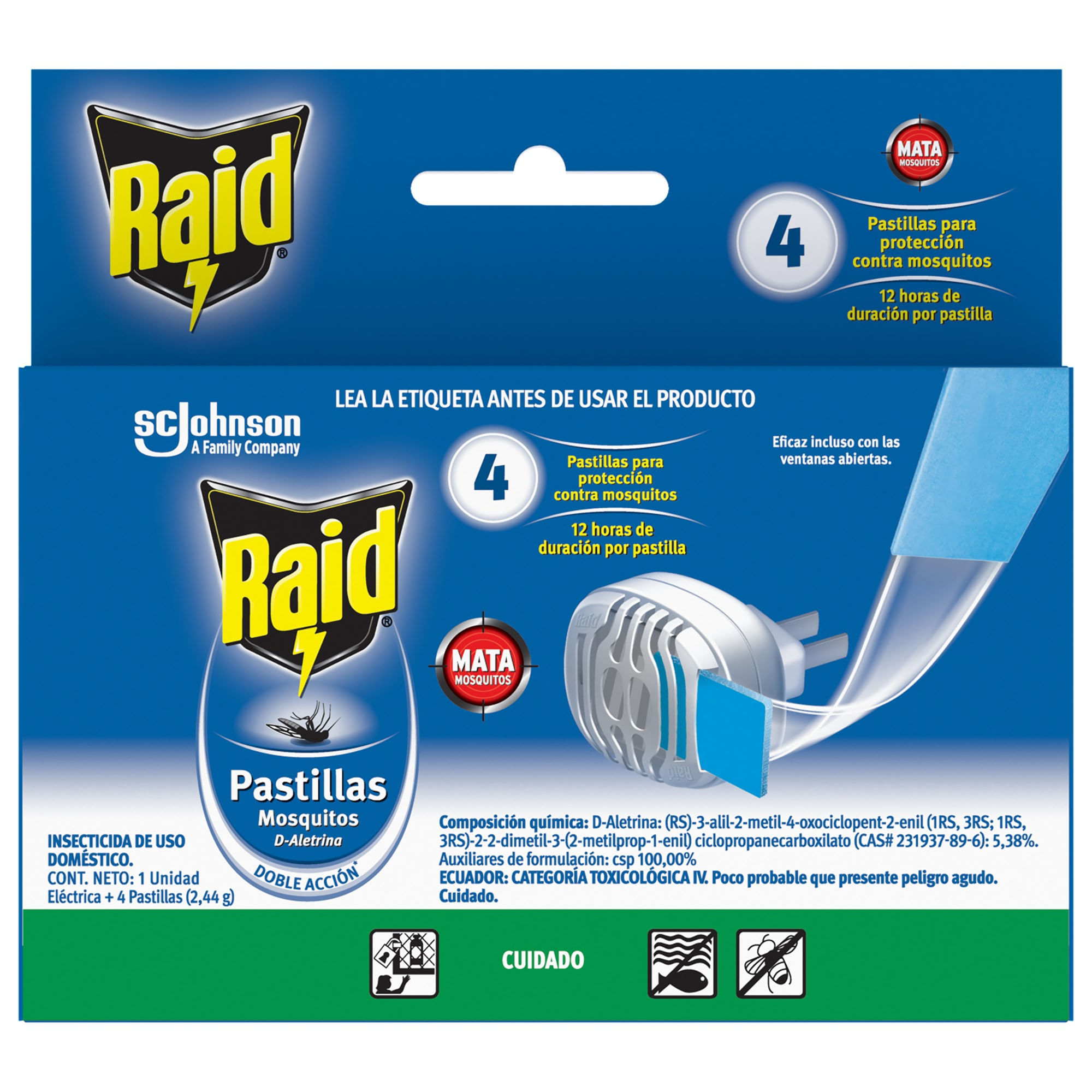 Insecticida RAID Aparato Eléctrico + 4 pastillas