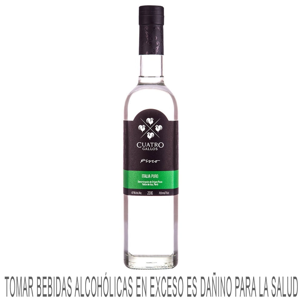 Pisco CUATRO GALLOS Italia Botella 700ml