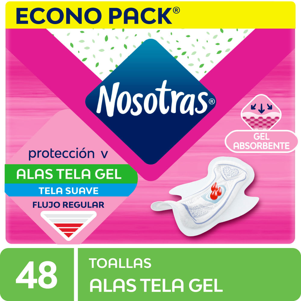 Toallas Higiénicas NOSOTRAS Natural Alas Gel Paquete 48un