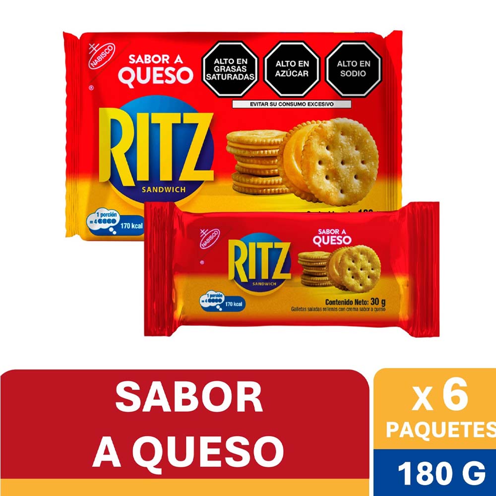 Galletas Saladas RITZ sabor Queso Paquete 6un