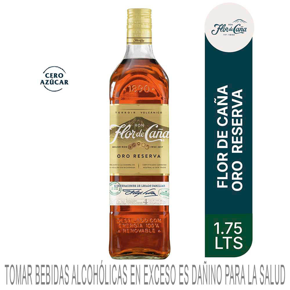 Ron FLOR DE CAÑA Añejo 4 Años Botella 1.75L