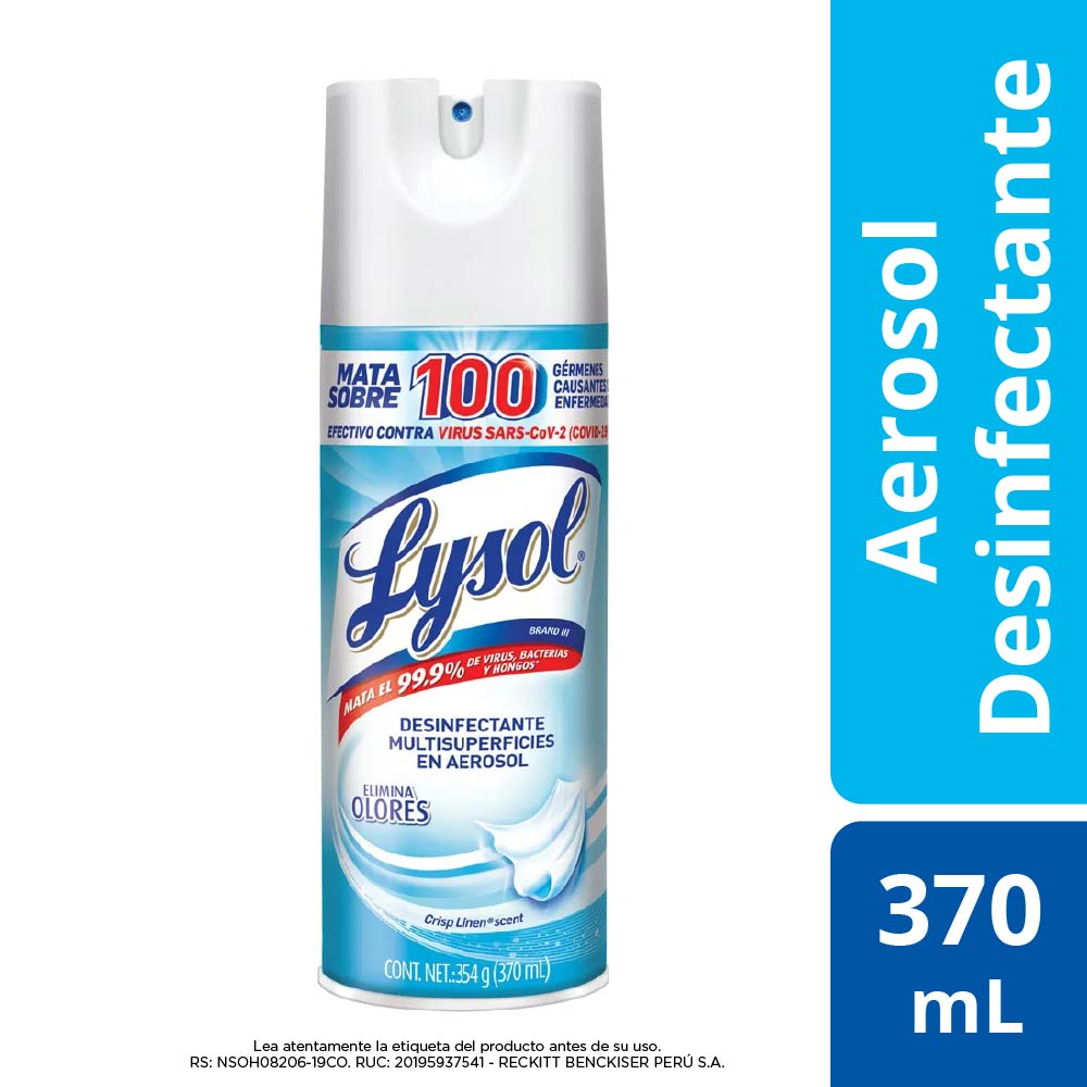 Desinfectante en Aerosol LYSOL Crisp Linen Frasco 370ml