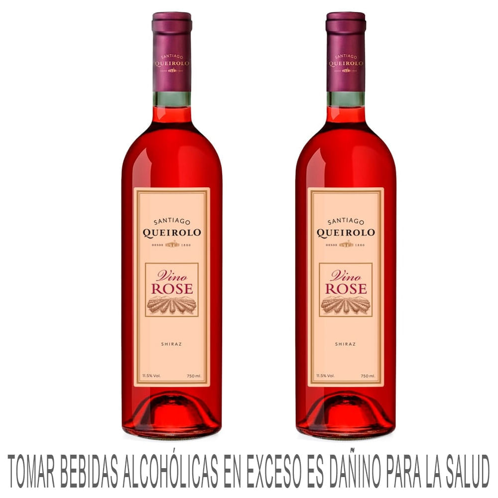 Pack Vino Rosé SANTIAGO QUEIROLO Botella 750ml Paquete 2un