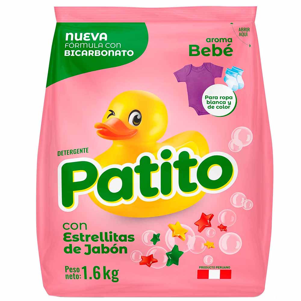 Detergente en Polvo PATITO Bicarbonato Bebé Ultra Bolsa 1.6Kg