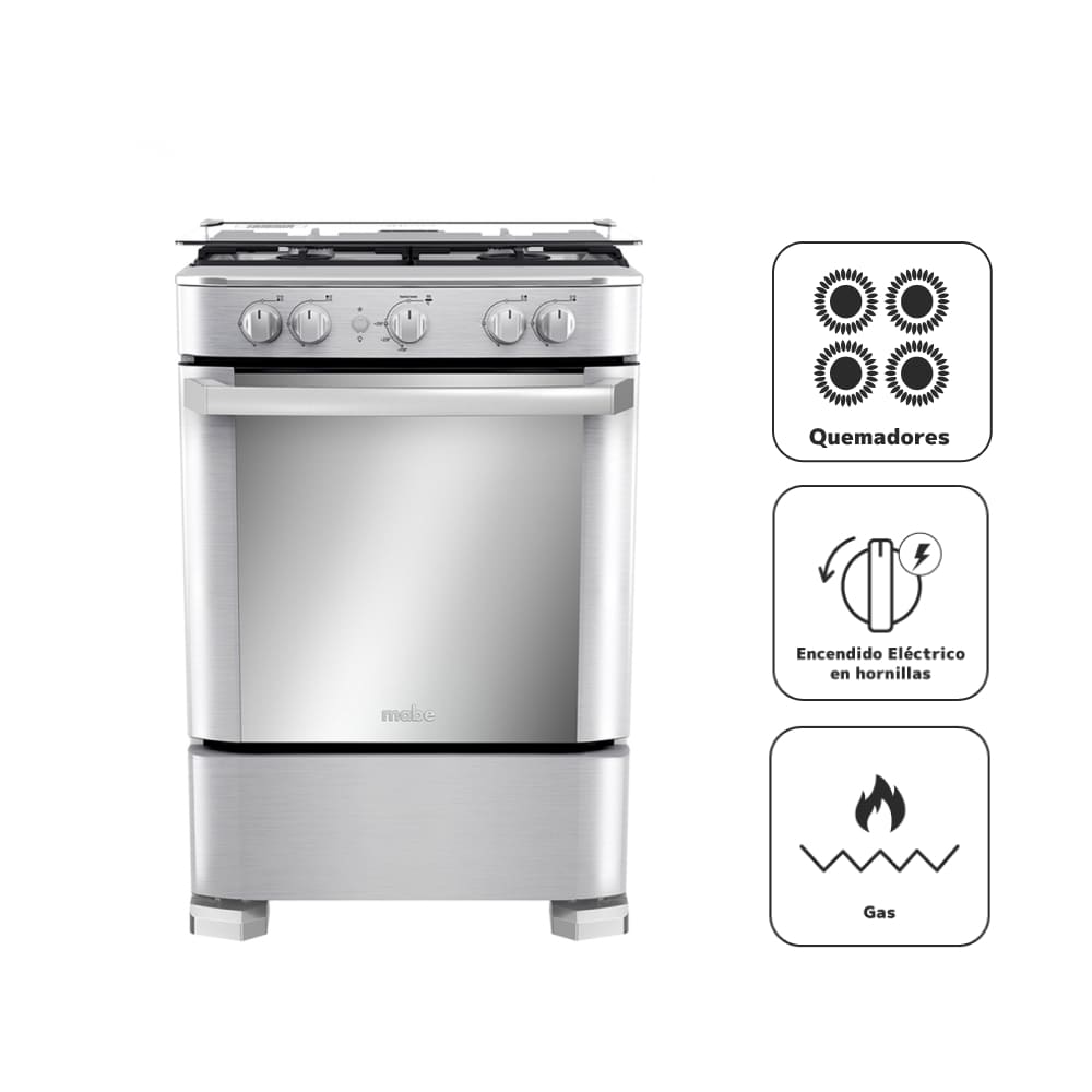 Cocina a Gas MABE 4 Quemadores CMP6030FX1 Inox