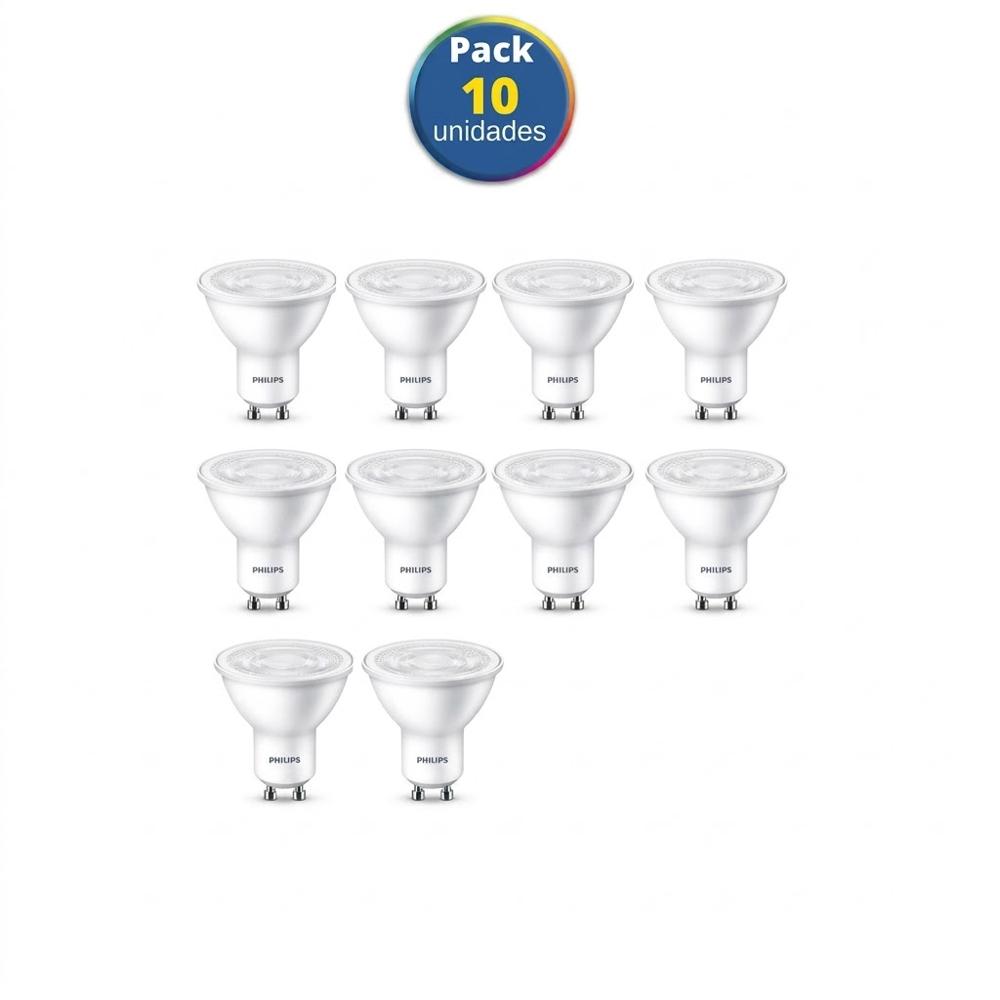 Pack x10 Dicroico LED Philips EcoHome GU10 4.7W Luz Blanca