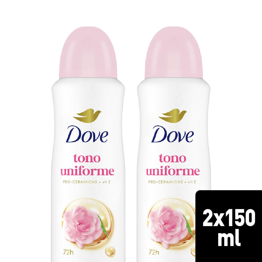 Desodorante para Mujer en Aerosol DOVE Tono Uniforme Rosas Frasco 300ml