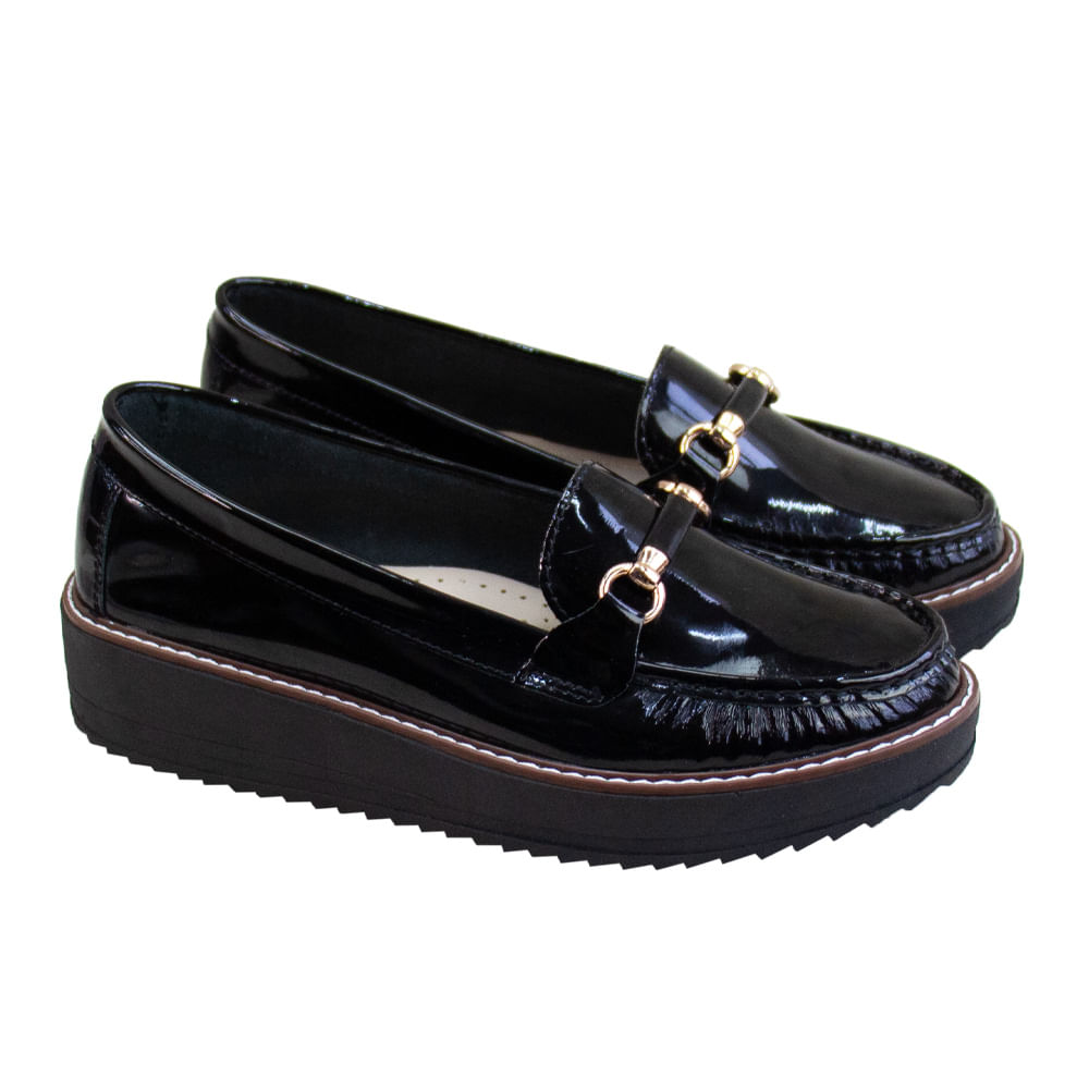 Mocasin Plataforma Mujer Corelli Daniela Charol Negro Talla 36