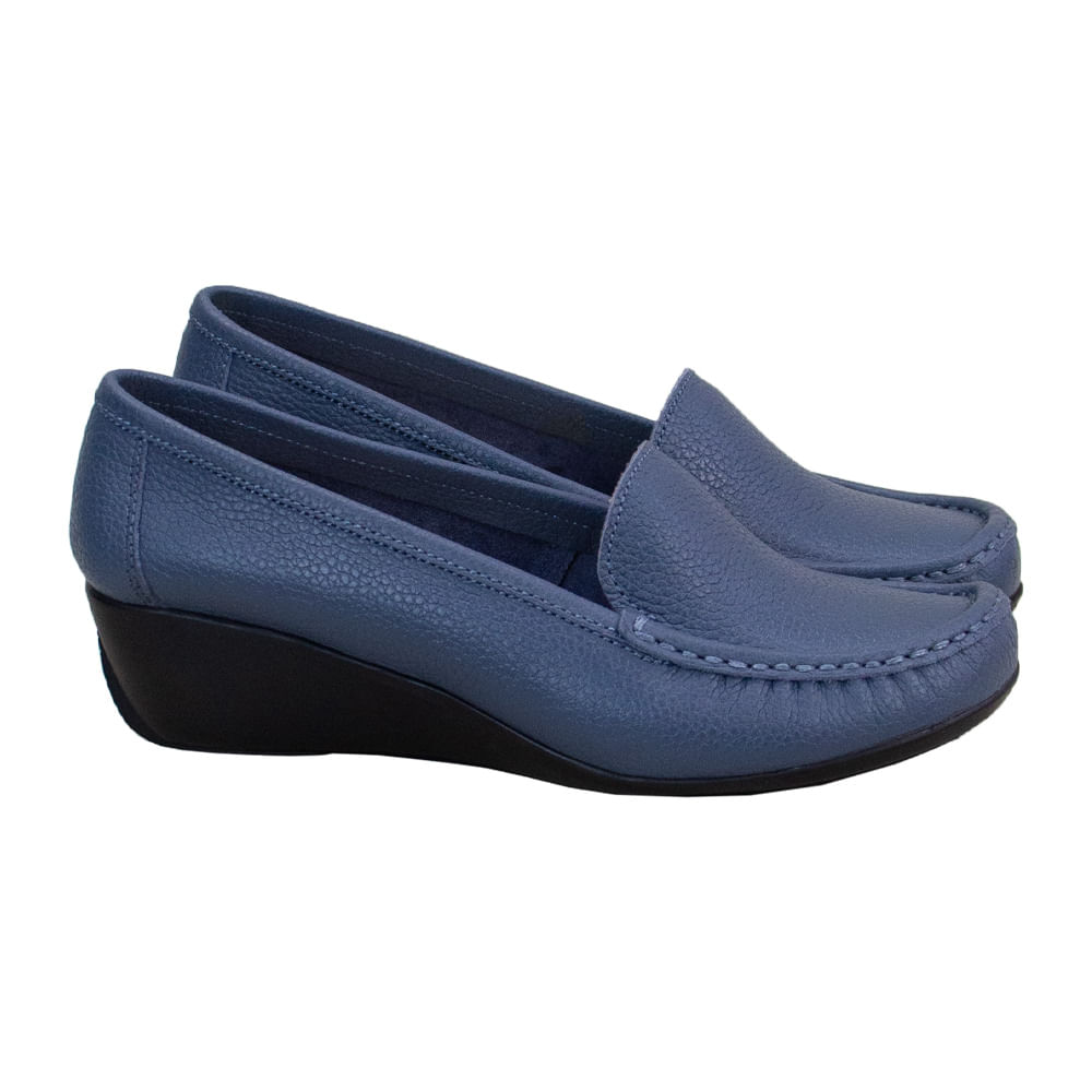 Mocasin Taco Cuña Mujer Corelli Larisa Cuero Acero Talla 39