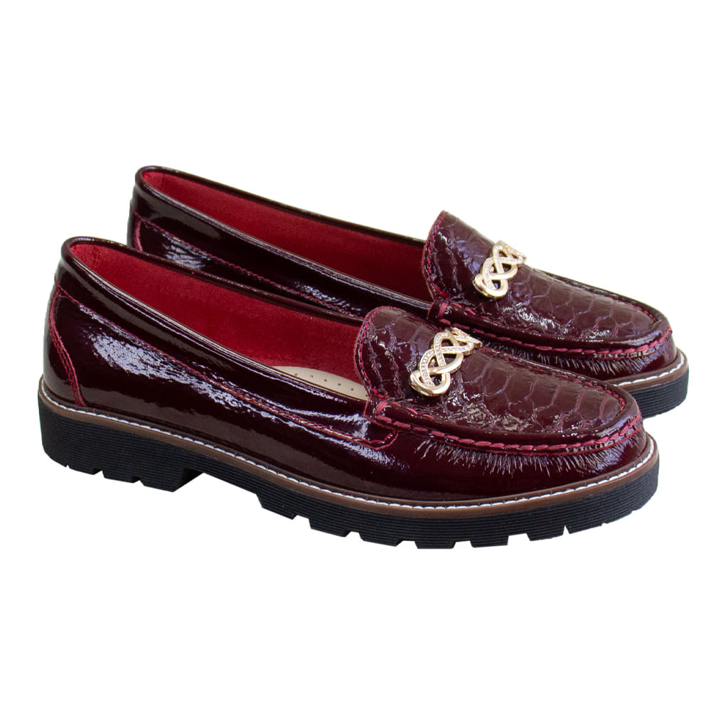 Mocasin Plataforma Mujer Corelli Chiara Charol Vino Talla 39