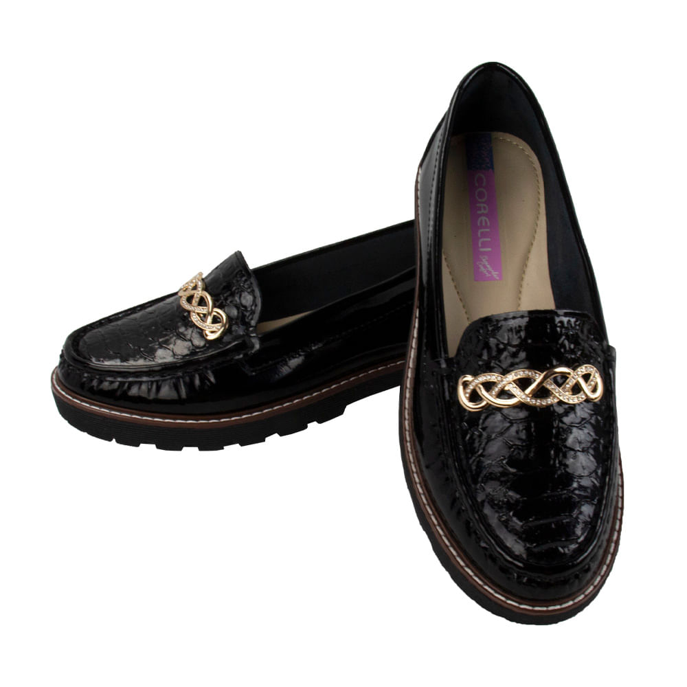 Mocasin Plataforma Mujer Corelli Chiara Charol Negro Talla 38
