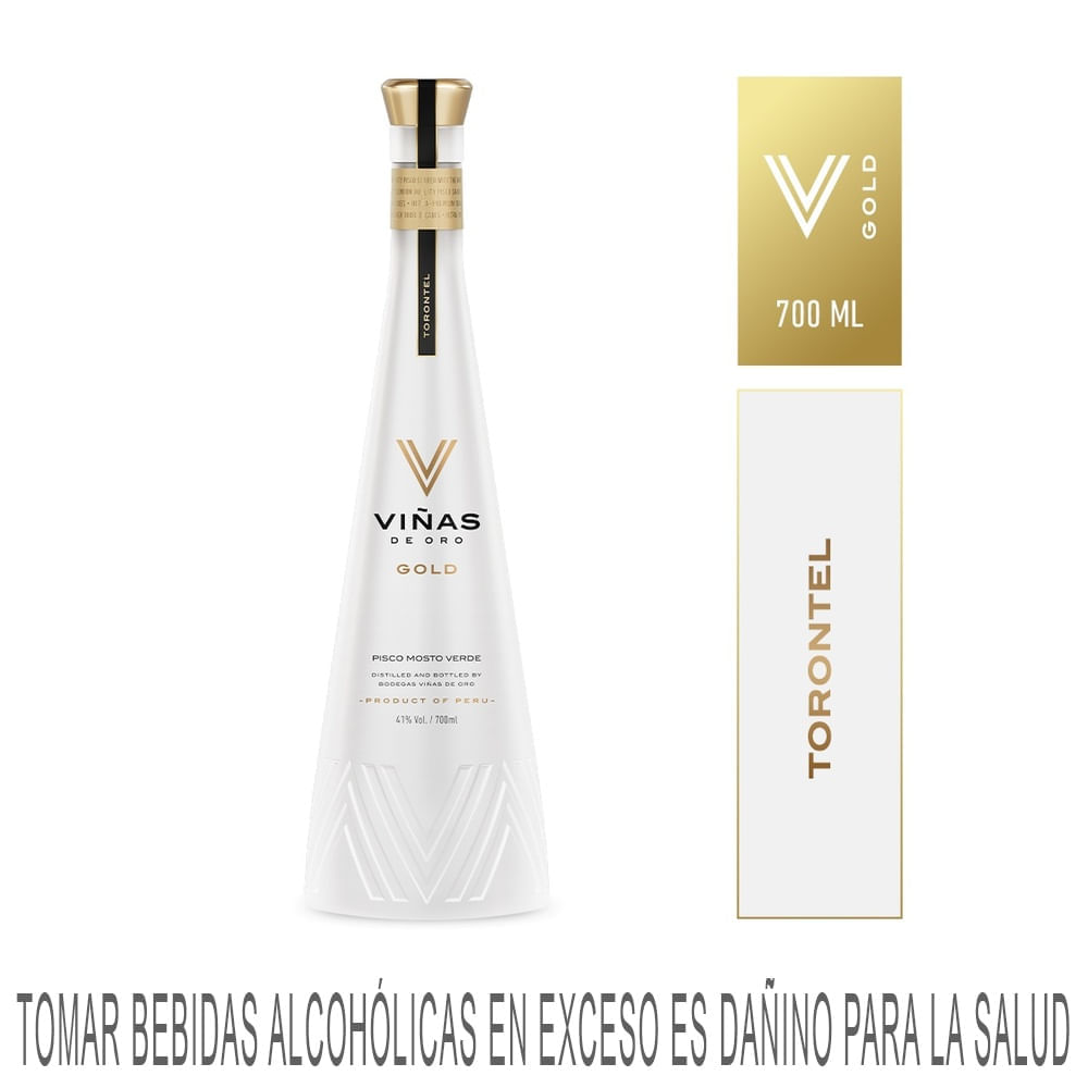 Pisco VIÑAS DE ORO Mosto Verde Torontel Botella 700ml