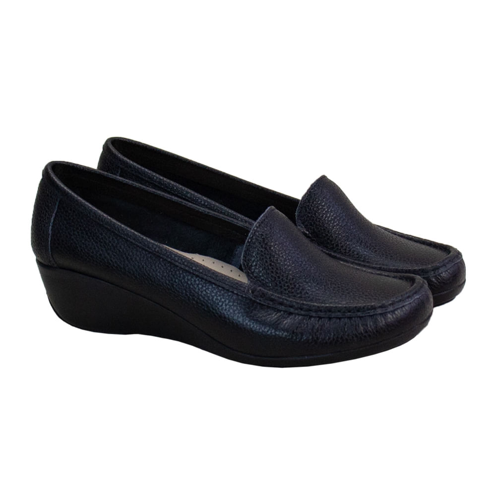 Mocasin Taco Cuña Mujer Corelli Larisa Cuero Negro Talla 37