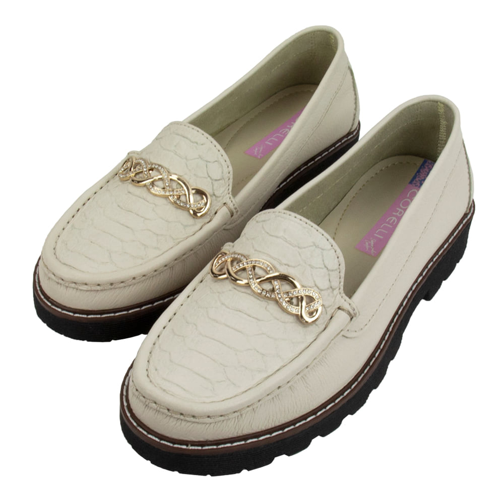 Mocasin Plataforma Mujer Corelli Chiara Cuero Vainilla Talla 36
