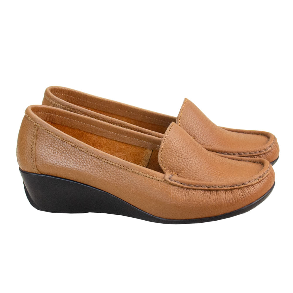 Mocasin Taco Cuña Mujer Corelli Larisa Cuero Natural Talla 36