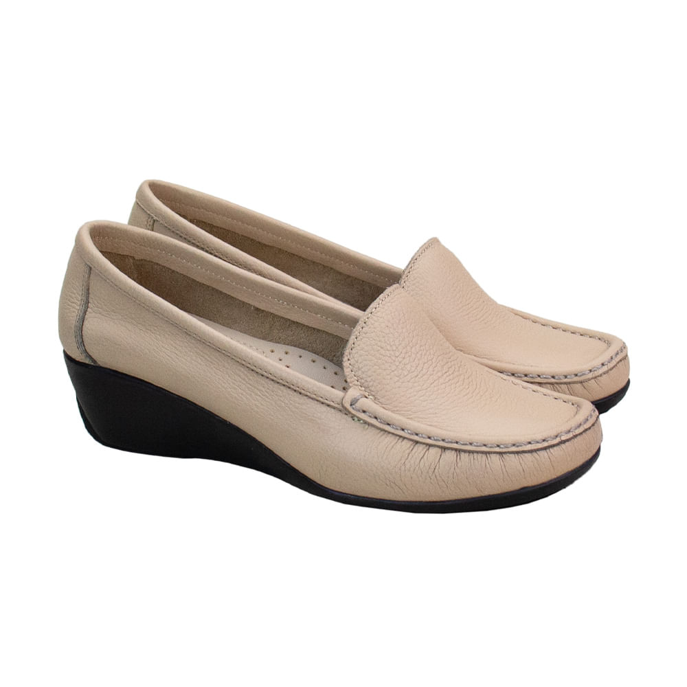 Mocasin Taco Cuña Mujer Corelli Larisa Cuero Sand Talla 38