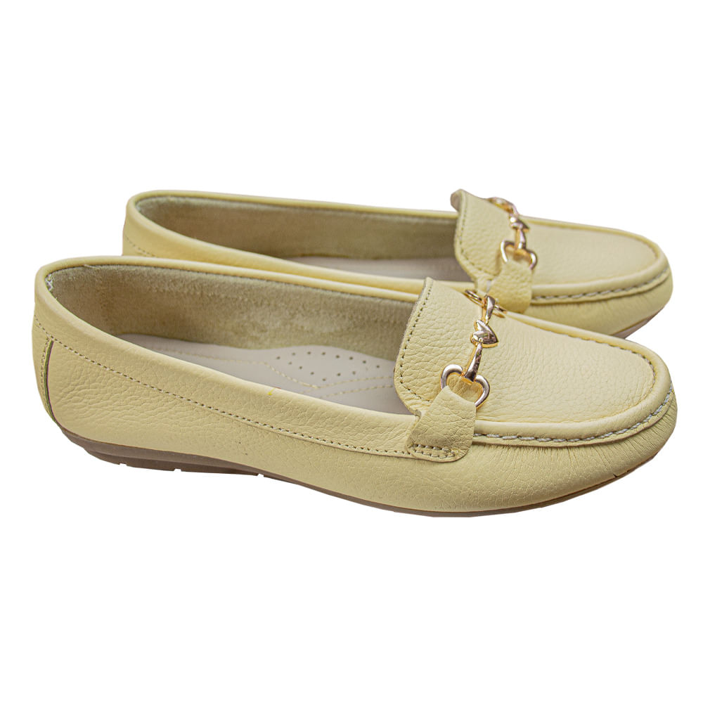 Mocasin Chato Mujer Corelli Love Cuero Mantequila Mocasin Chato Mujer Corelli Love Cuero Mantequilla Talla 38
