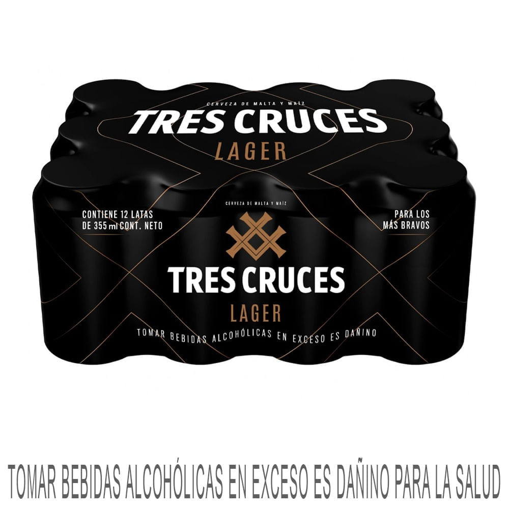 Cerveza TRES CRUCES Lager Lata 355ml Paquete 12un