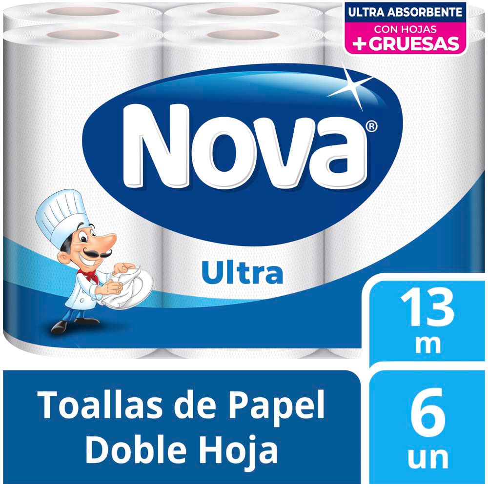 Papel Toalla NOVA Ultra Absorbente Paquete 6un