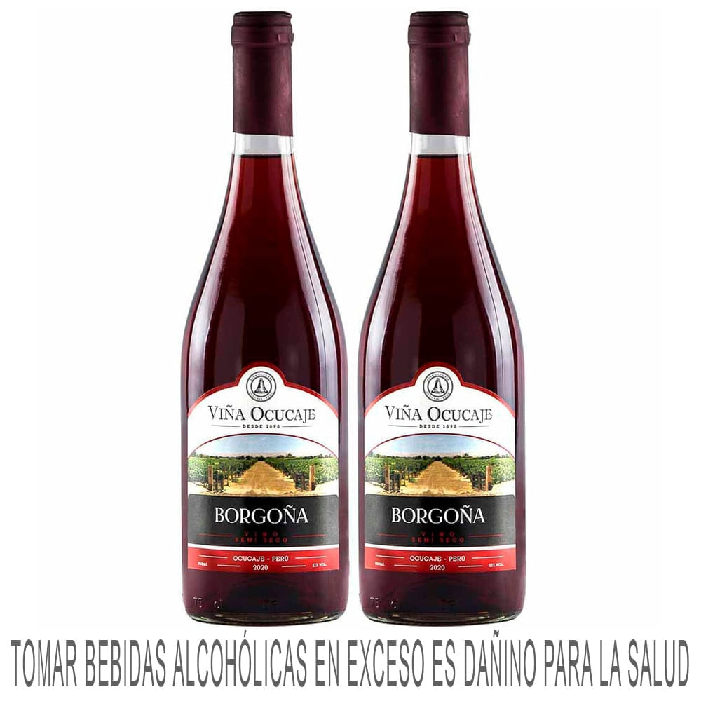 Pack Vino Tinto OCUCAJE Borgoña Botella 750ml Paquete 2un