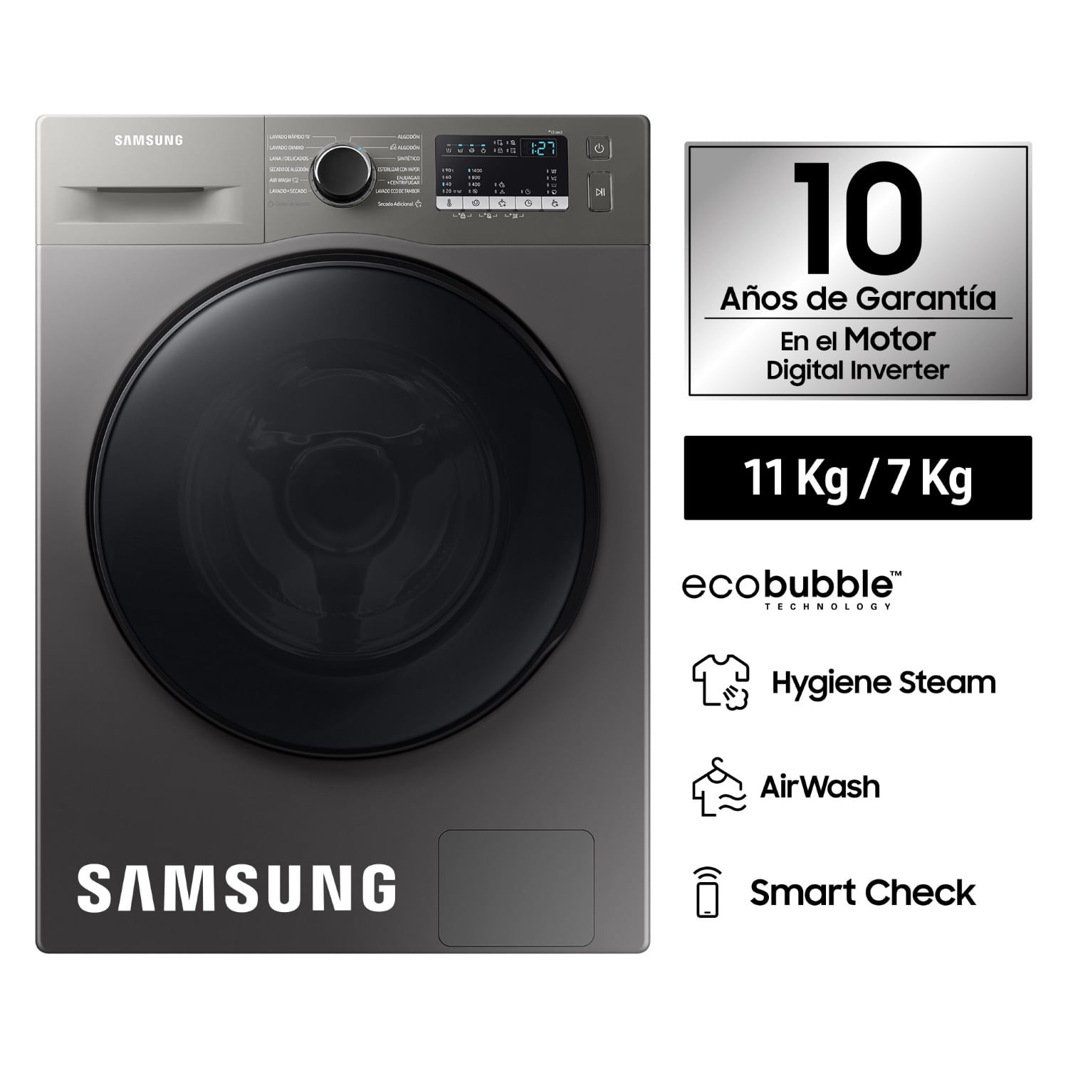 Lavaseca EcoBubble con AirWash 11 kg / 7 kg WD11T4046BX / PE