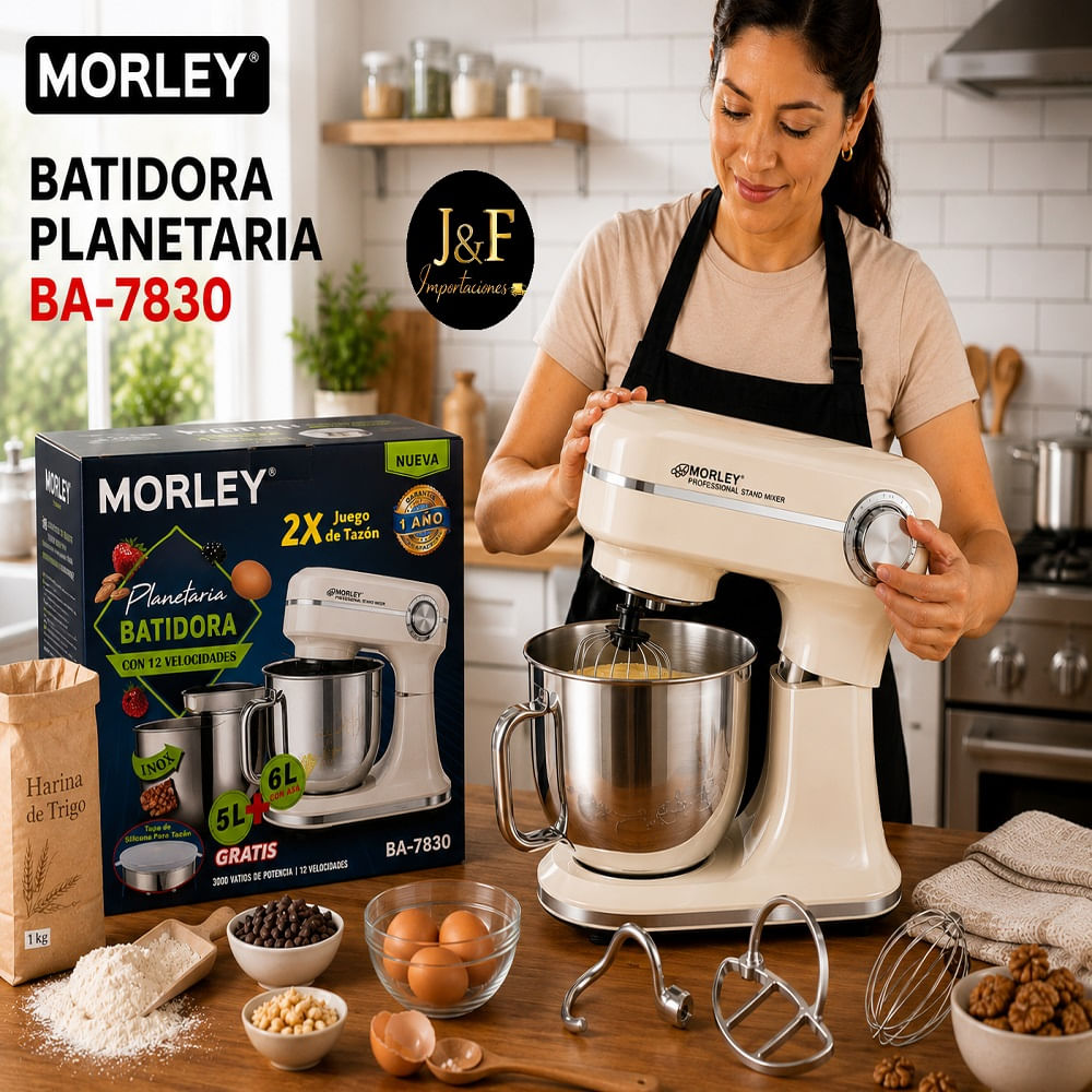 Batidora Profesional Morley Planetaria 6L-5L BLANCO DE 3000WATTS
