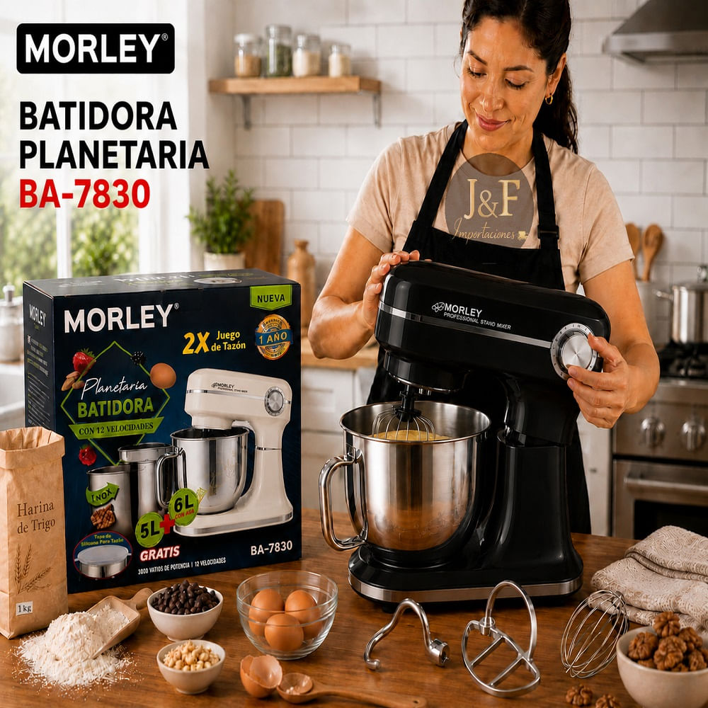Batidora Profesional Morley Planetaria 6L-5L NEGRO DE 3000WATTS