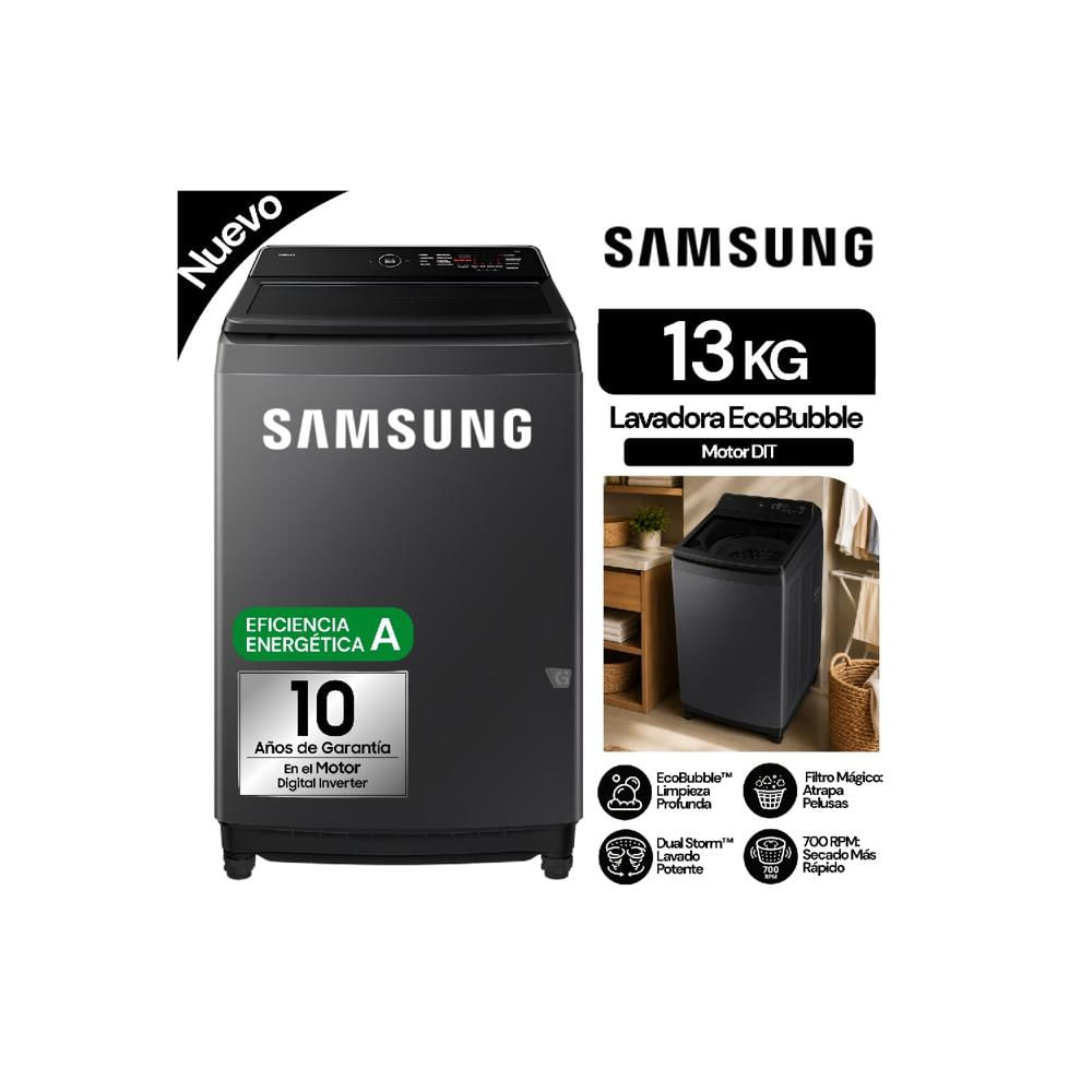 Lavadora Samsung EcoBubble 13kg WA40F13E4CPE   Gris