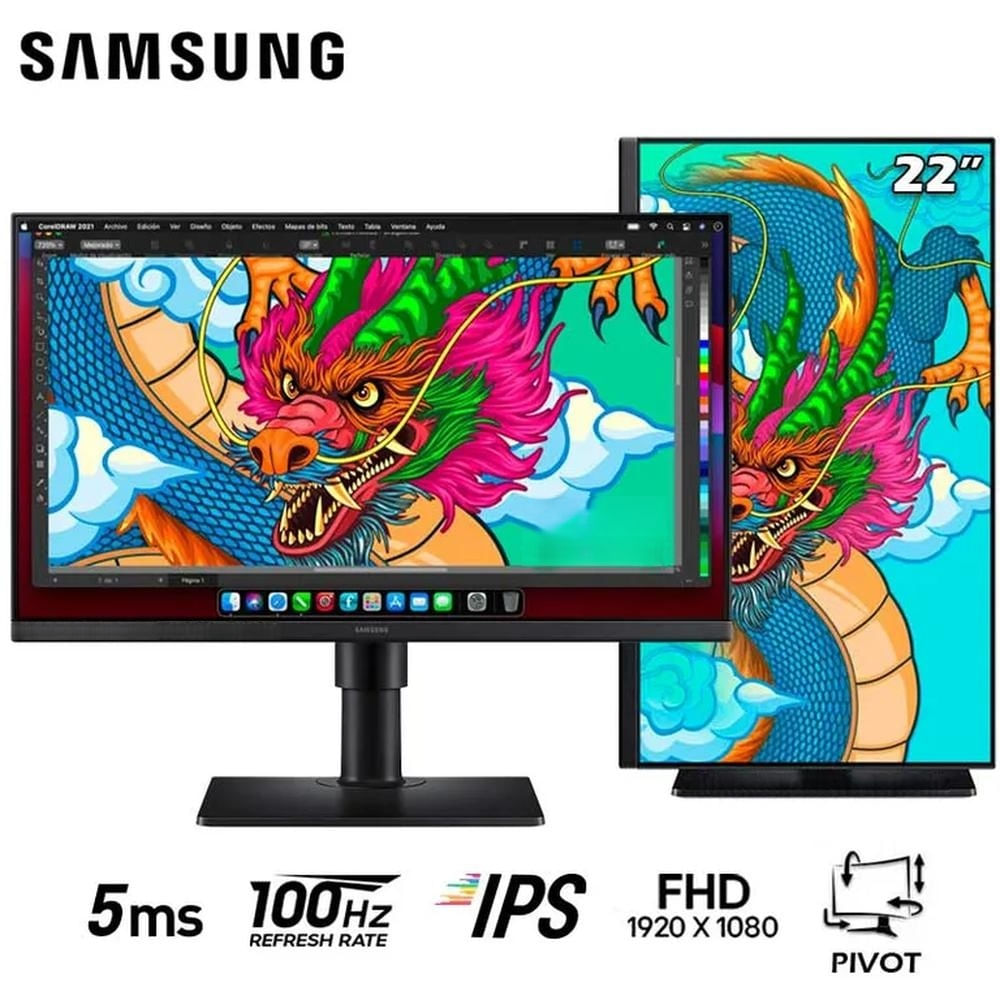Monitor Samsung Essential S4 LS22D400GALXPE, 22"" FHD IPS, 100Hz, 5ms, Pivote