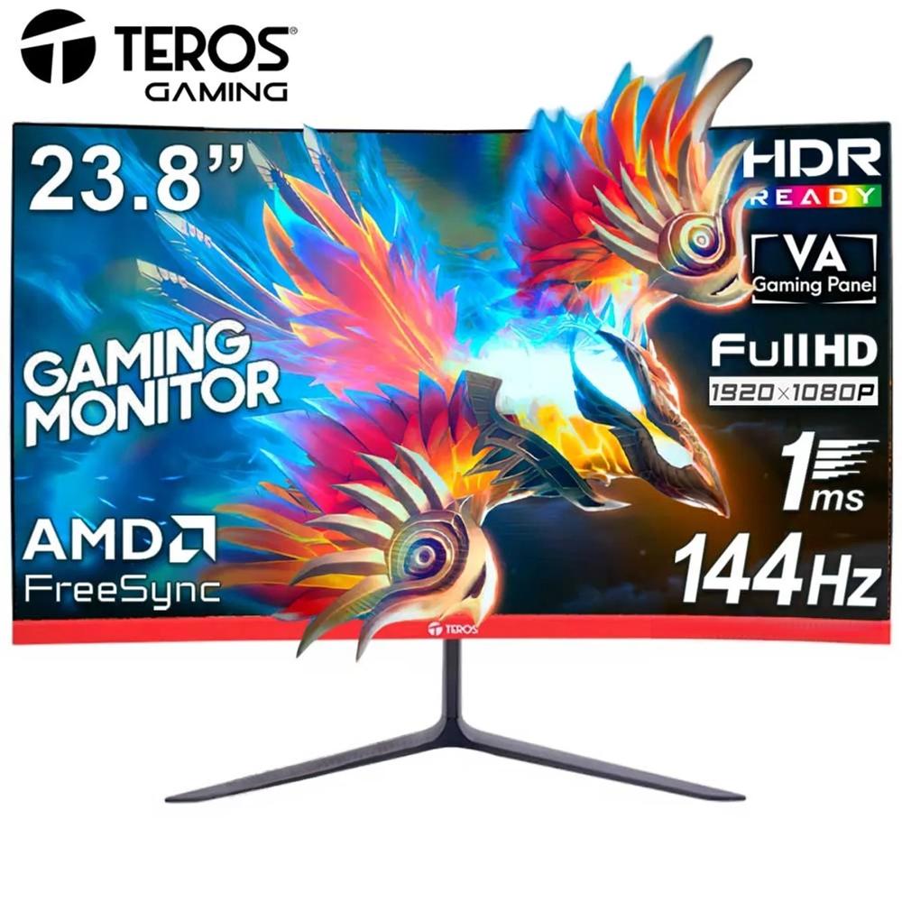 Monitor Teros TE-2403S, 24"" Curvo FHD VA, 144Hz, 1ms, Parlante