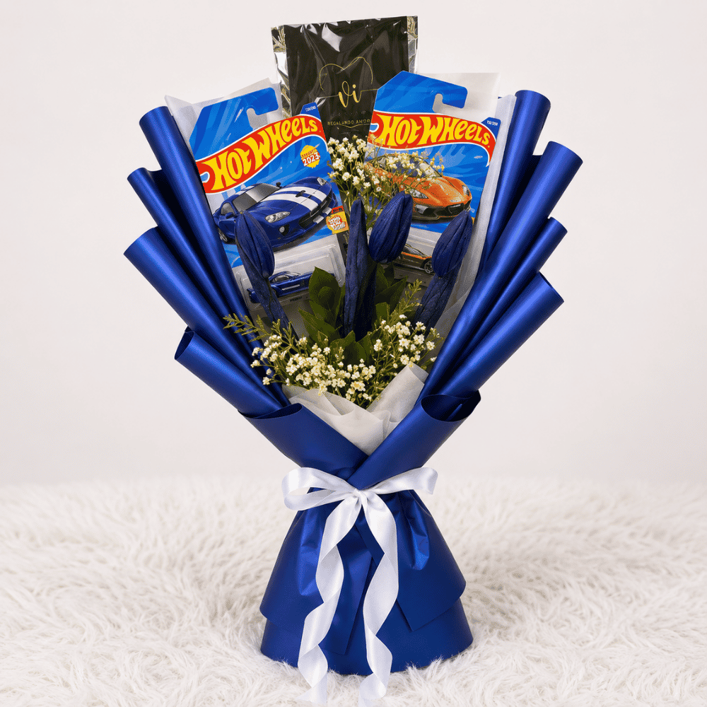 Ramo de 3 tulipanes azules - 2 hotwells