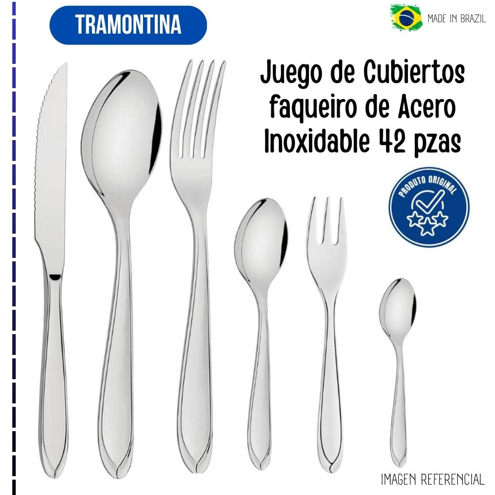 Juego de Cubiertos de  Acero Inoxidable TRAMONTINAS 42 pzas
