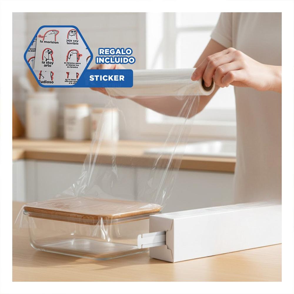 Dispensador Plastico Transparente para Alimentos 20m x 30cm Y Regalo Sticker