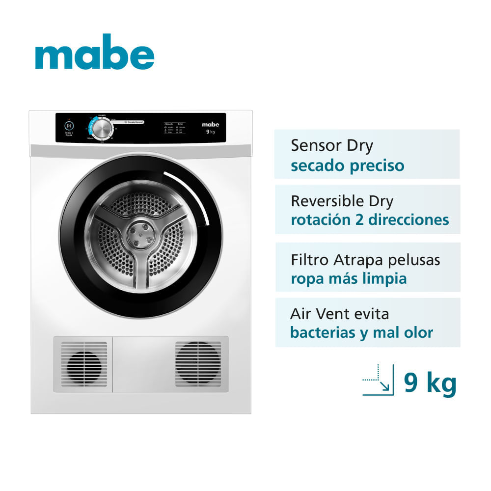 Secadora de Ropa Mabe SEM090VBBB0 Carga Frontal 9kg Blanco