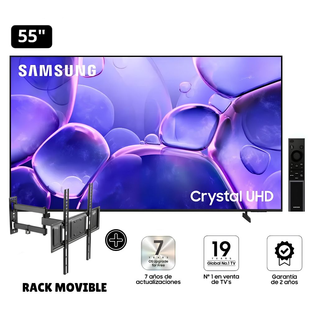 Televisor Samsung Crystal  55 UHD 4K Smart TV UN55U8000FGXPE - Rack  Movible