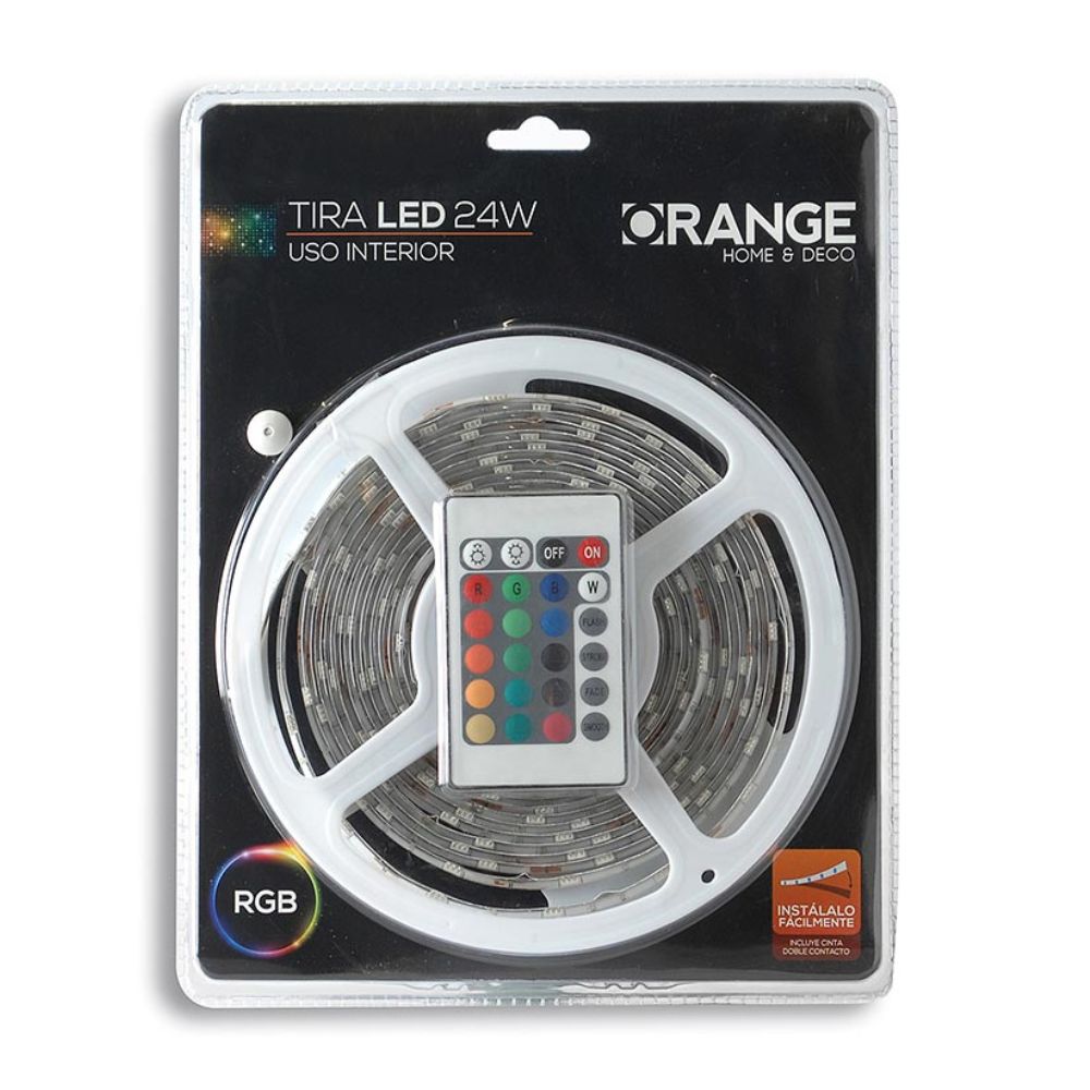Tira de luces LED 24W RGB 5 metros Orange