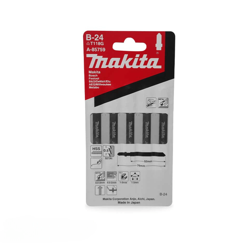 Sierra Para Calar Tipo T Metal Inox HSS 5Pz Makita A-85759  -  Negro