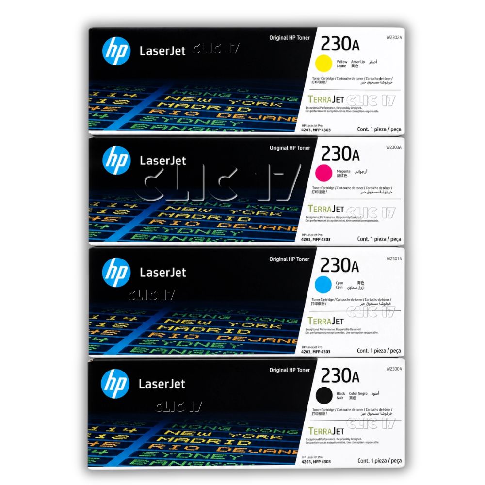 Toner HP 230A Laserjet Pro 4203, Mfp 4303 Pack 4 colores Original