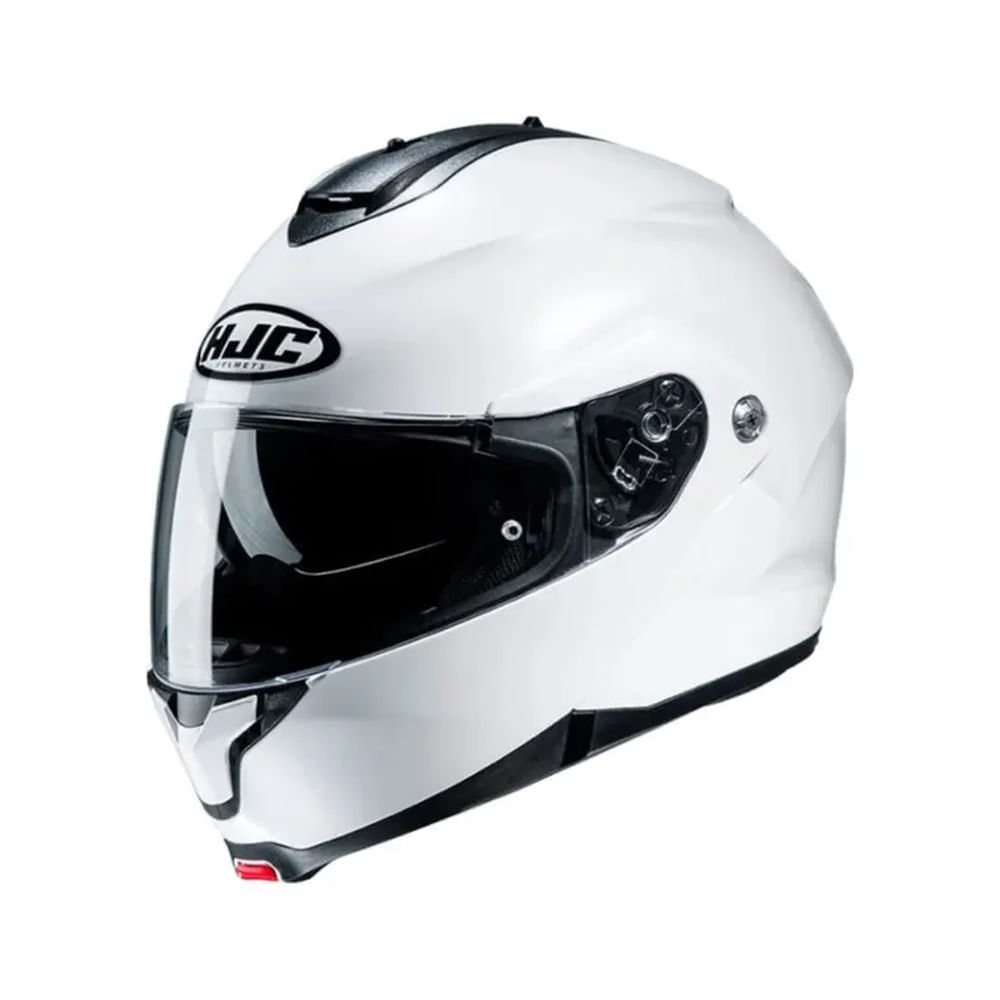 Casco Abatible HJC C91 SOLID Blanco Brillo Talla XL Certificado ECE 22.05 para Moto Seguridad Pro Blanco