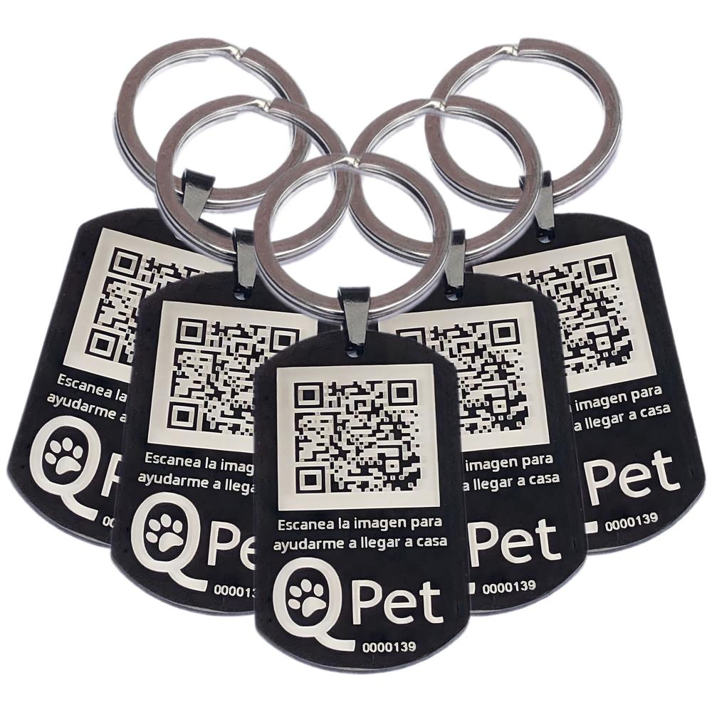 PACK x5 Placa QR Inteligente QPET Perros- Identificacion. Historial Medico. Alerta por Extravio 24-7
