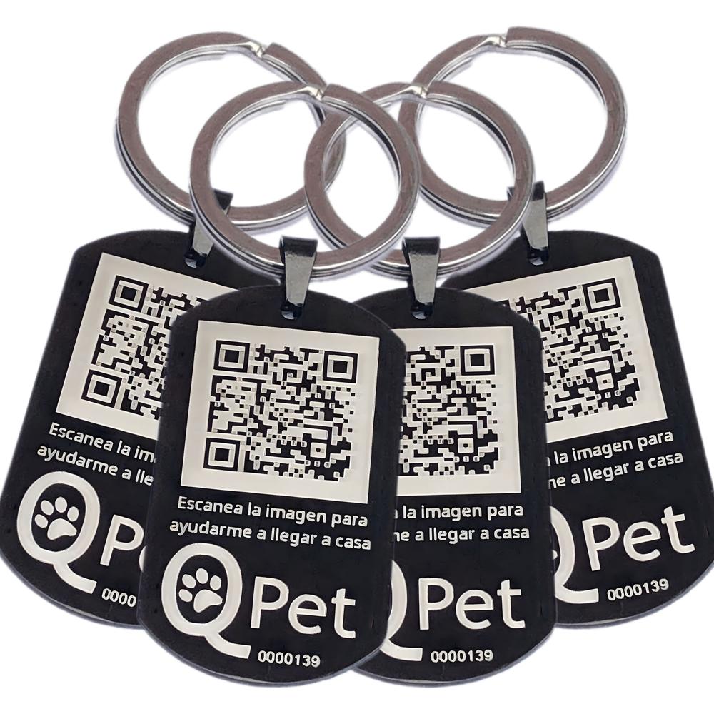PACK x4 Placa QR Inteligente QPET Perros- Identificacion. Historial Medico. Alerta por Extravio 24-7