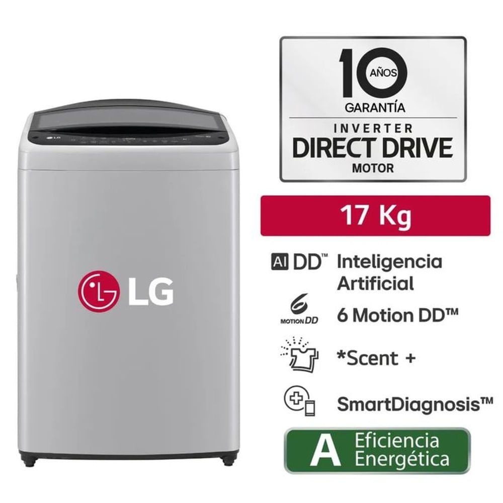 Lavadora LG WT17DV6T 17KG AI DD Inteligencia Artificial Gris